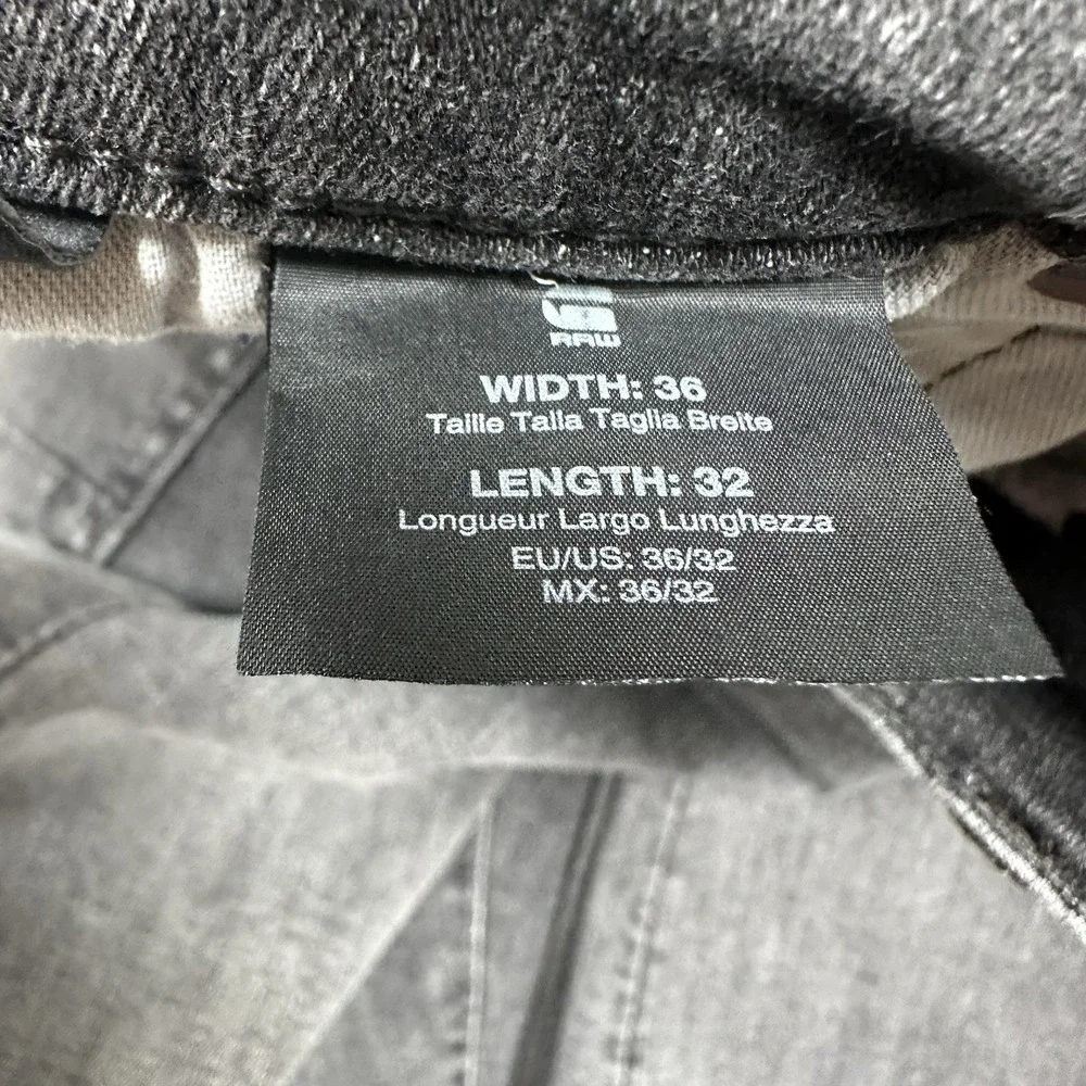 G-Star Raw Jeans Mens Size 36x32 Black Denim 3301 Slim Stretch Button Fly NEW